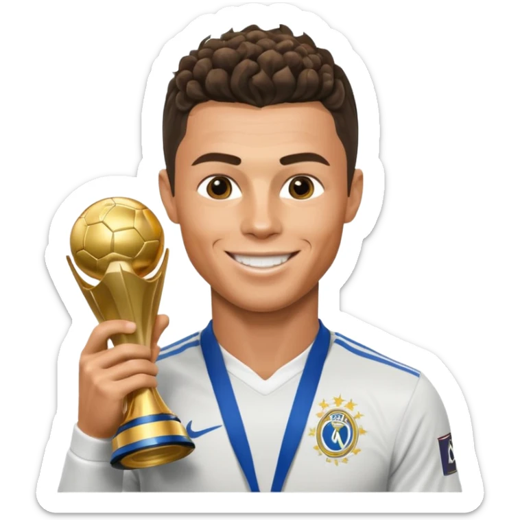Cristiano Ronaldo holfing the champions league with noodle hair a bit longer noodle hair sticker