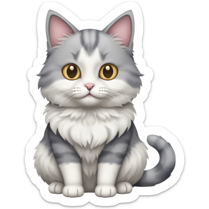 a grey and white cat sitting regally sticker
