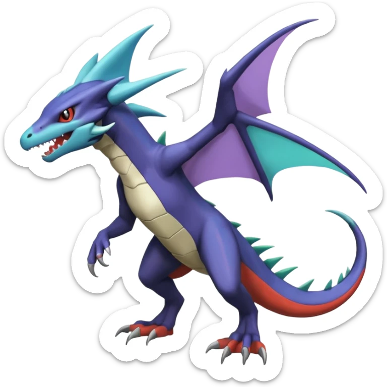 Noivern-Salandit-Latios-Marowak-Garchomp-Fakémon-hybrid-creature (full body)  sticker