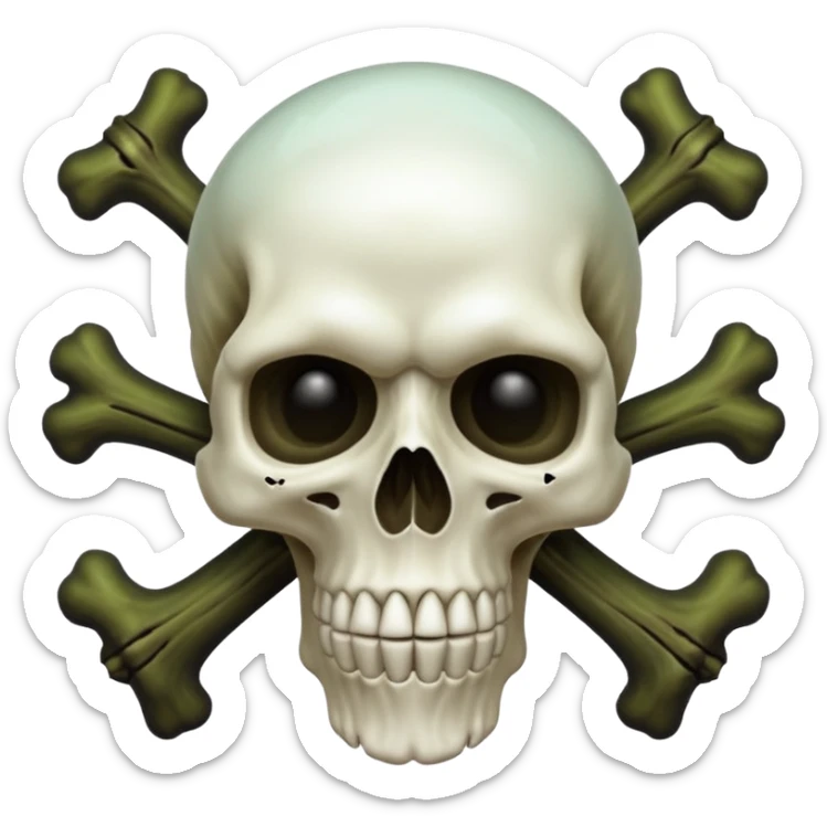 a poisonous cloud of gas, dark swamp color, with an image of a skull and two crossed bones behind the skull sticker
