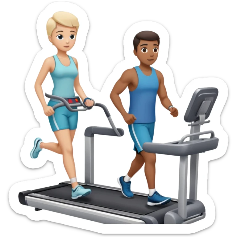 patient on a treadmill with heart monitor and a doctor supervising, representing a stress test sticker