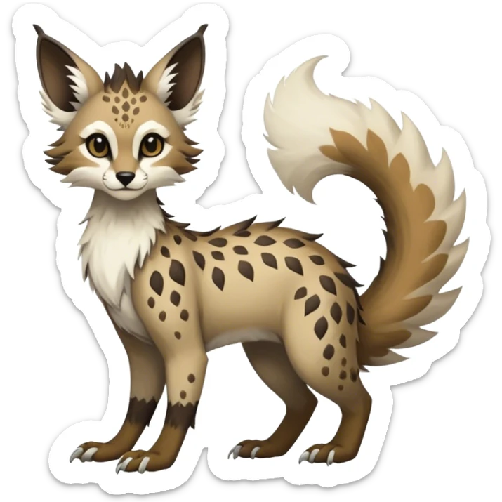 Feral Rare Fantasy Vernid-Trico-species by LiLaiRa, random markings, tufted tail, tufted ears, full body sticker