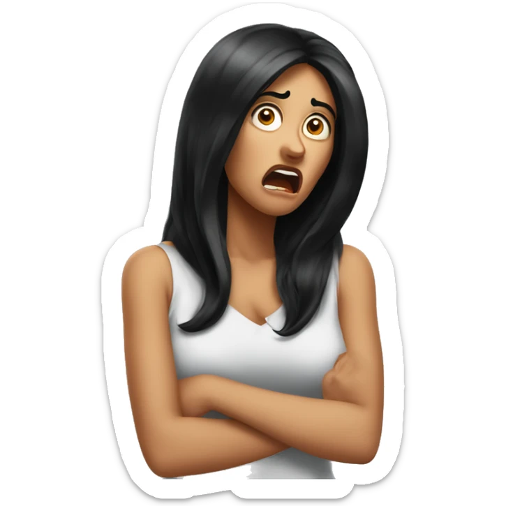 Shocked and grossed out women with long black hair sticker