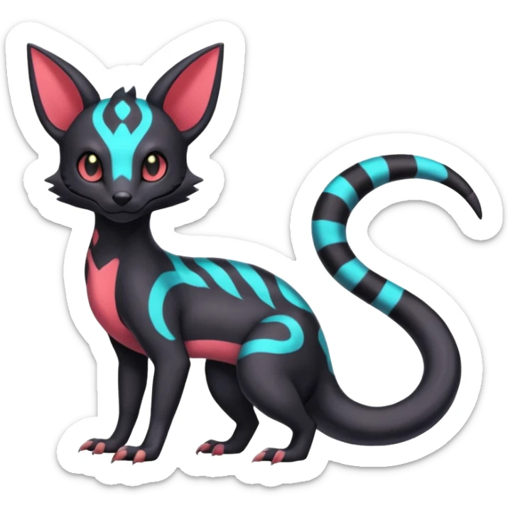 Neon pastel Salandit-Umbreon-Genet-Noivern-Civet-Hybrid (Full body) sticker