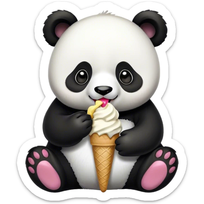 Panda eating ice cream sticker