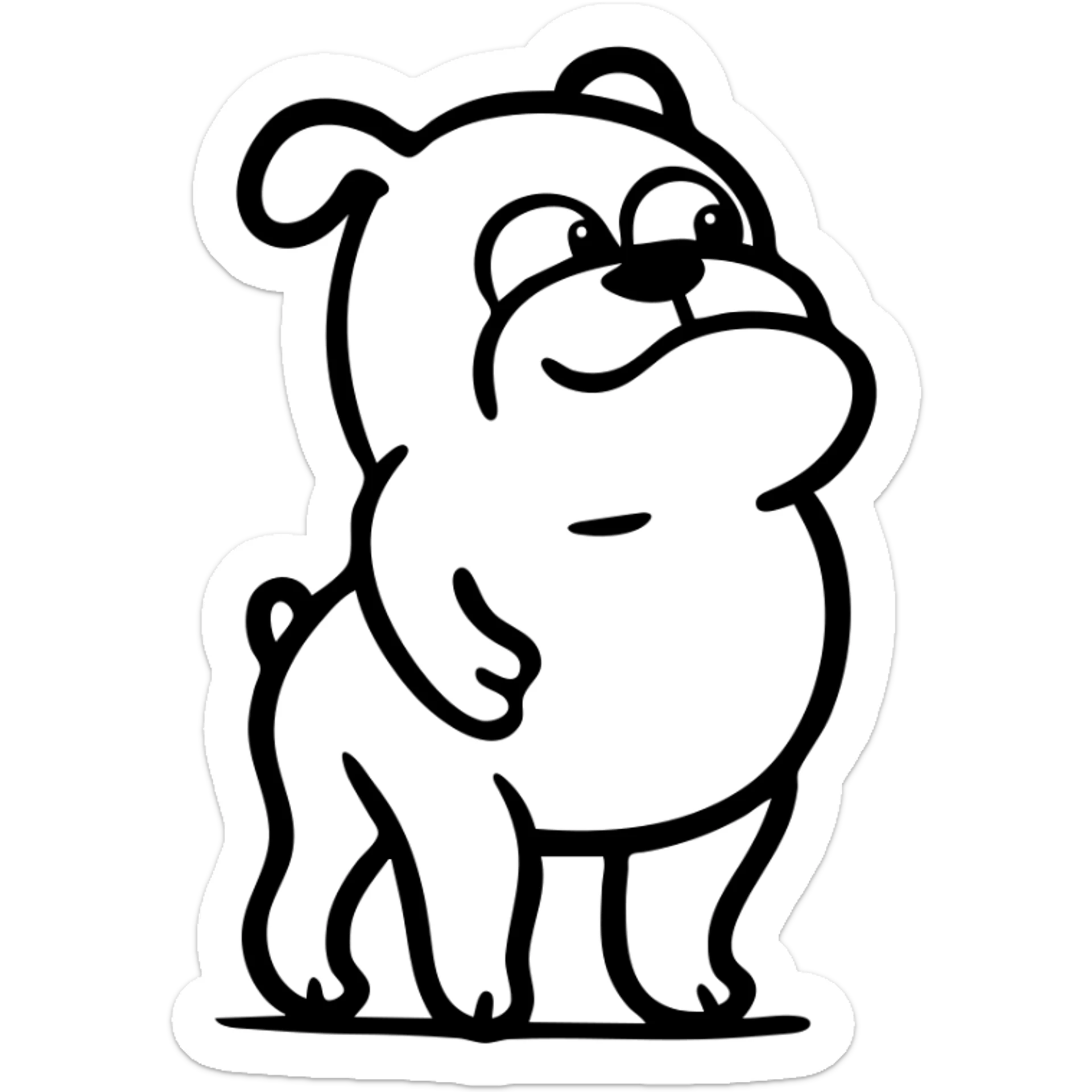 full body bulldog standing, muscular stocky build, short legs sticker