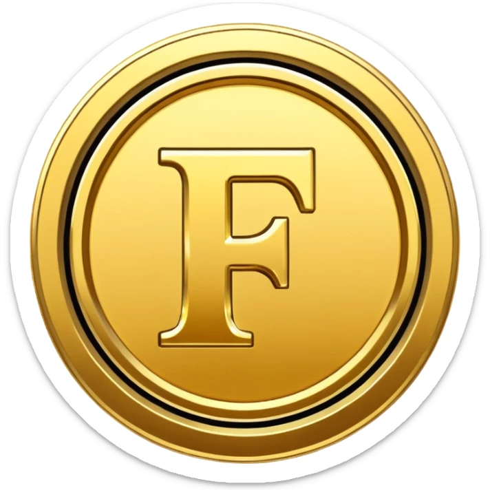 Currency crypto money symbol for the money "Fcoins" big letter F, casino coin colored

Dont make an E sticker