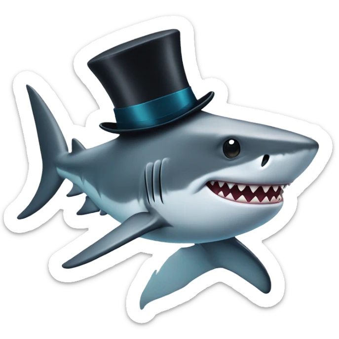 Shark with a top hat sticker