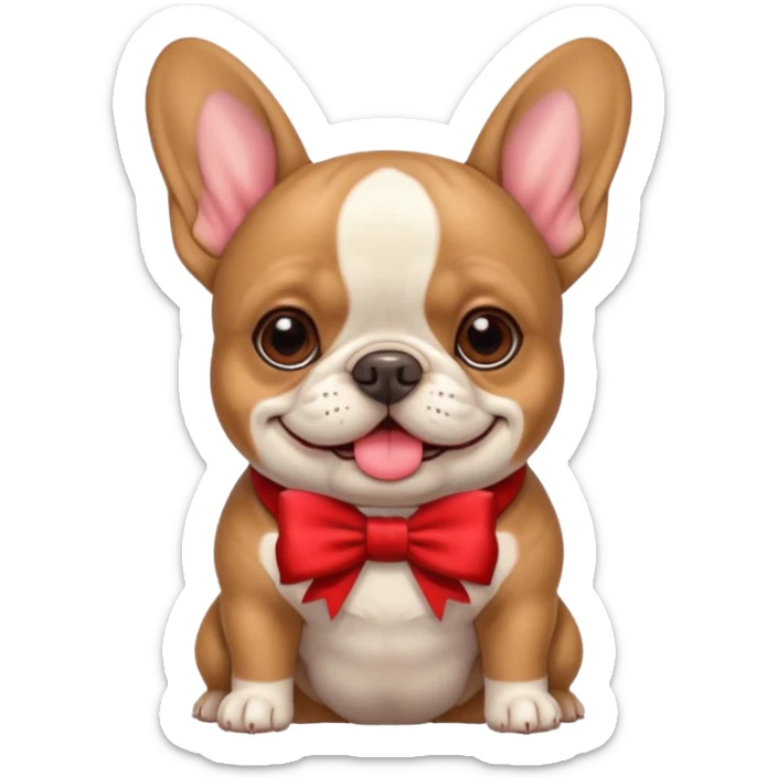 Make an emoji of a French bulldog and add a bow. sticker