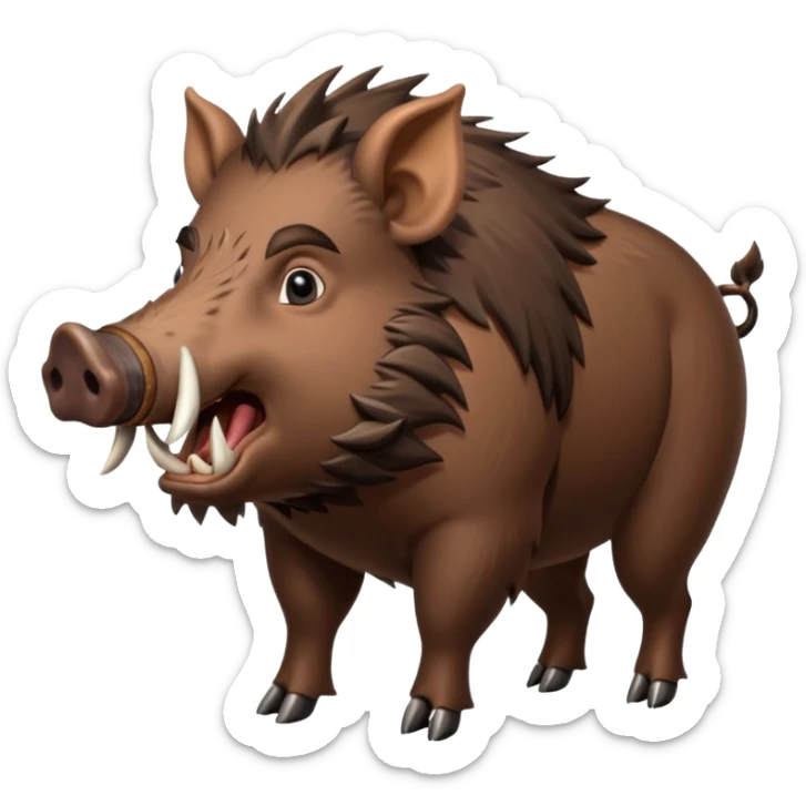 An emoji of a large wild boar, representing hunting in ancient European forests. sticker
