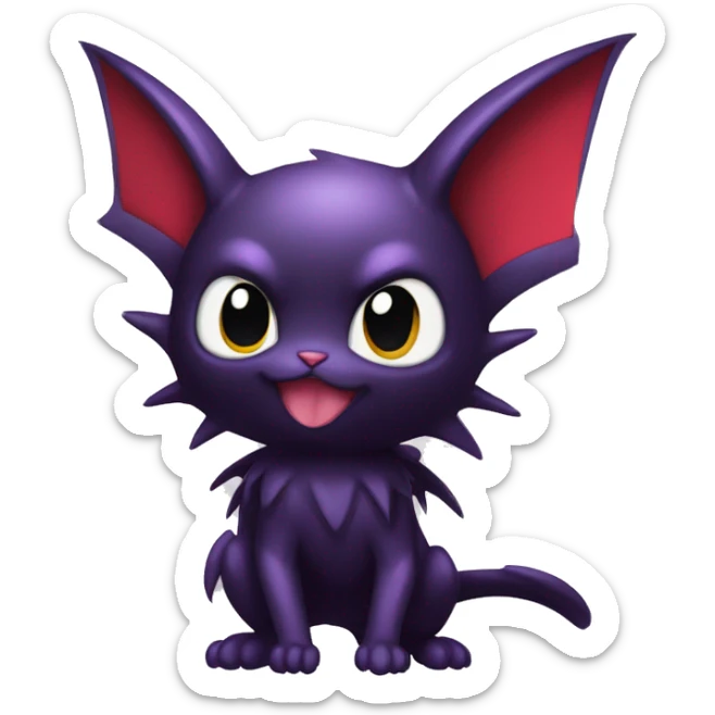 Cool Cute Edgy Dark Black Red Purple Batty Chibi Noibat-Cat-Pokémon-Fakémon-hybrid sticker