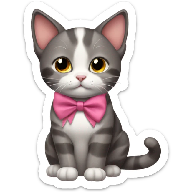 Cat wearing a bow sticker