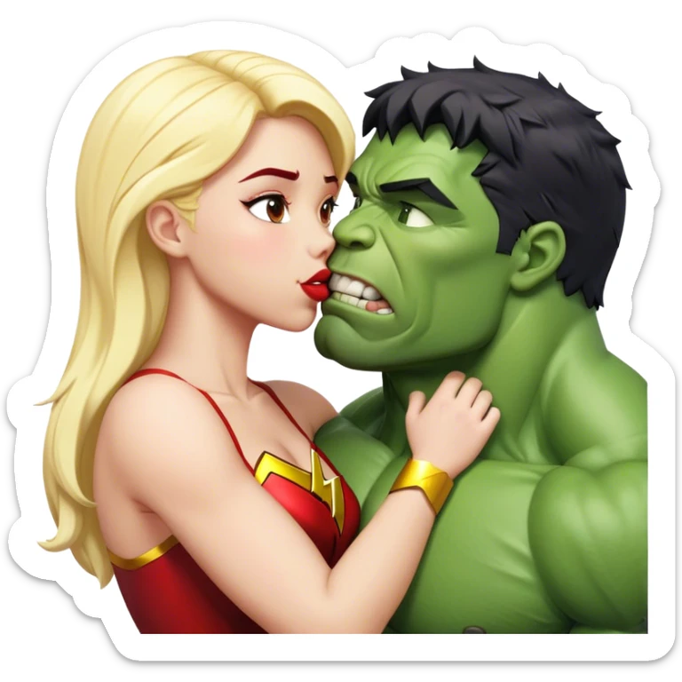The Flash in Kiss She Flash Girl Romantic Hulk Mix "3d Emoji Old" sticker