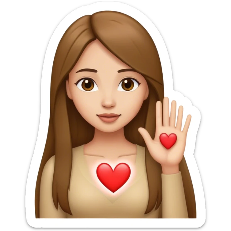 victoria’s secret model with long brunette straight hair sending heart sticker