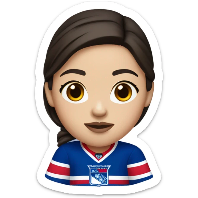New York rangers female fan with dark hair and brown eyes  sticker