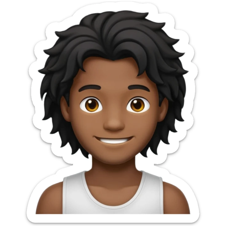 Je veut un garçon qui a des cheveux locks mi long c un renoi il porte un débardeur blanc et qui sourit sticker