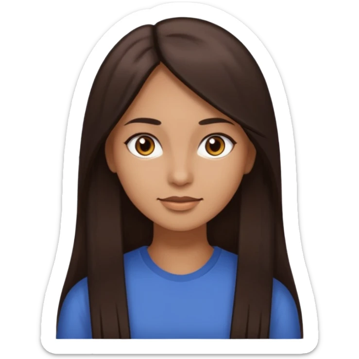 emoji of a woman with straight long dark brown hair, dark brown eyes, and light brown skin sticker