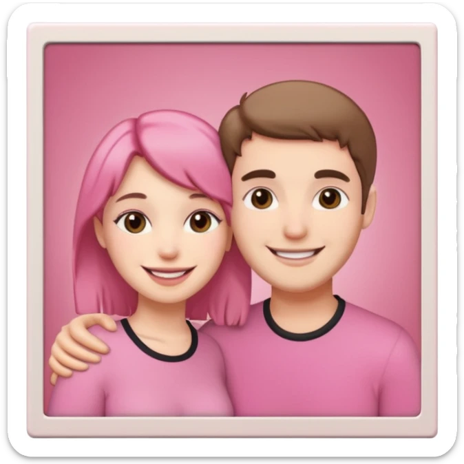 pink polaroid photo of a couple sticker