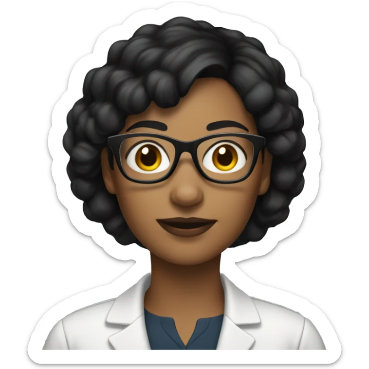 Woman short black hair look like teacher wear glasses  sticker