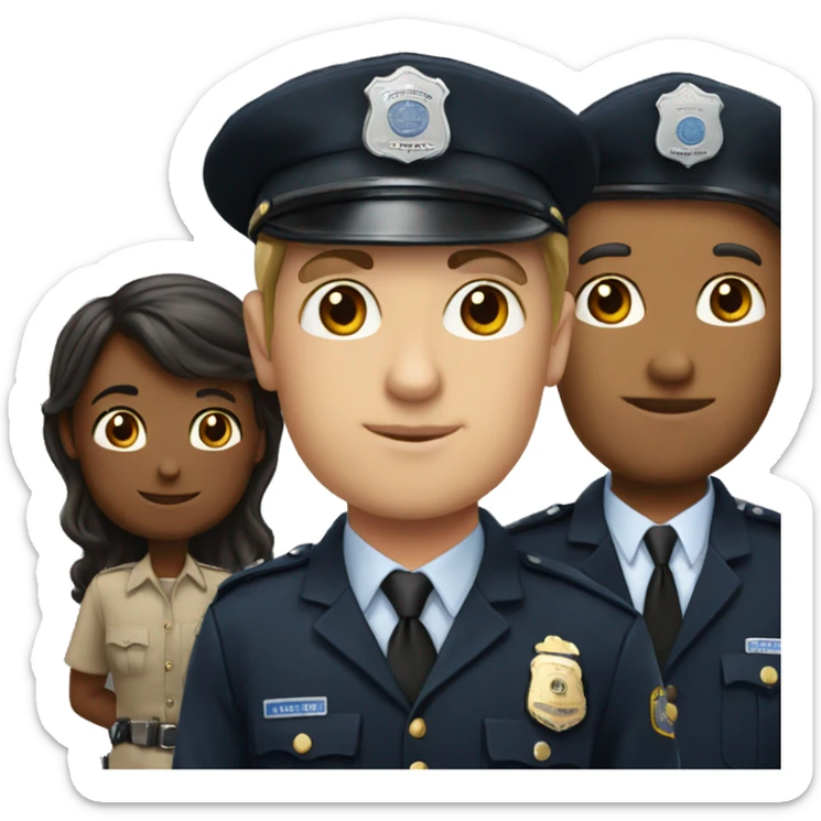 a tall boy is police man and short girl advocate sticker