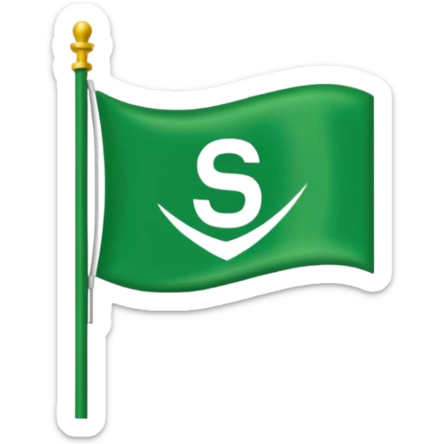A green flag that has the SDS fc Logo flag on it from baller league sticker