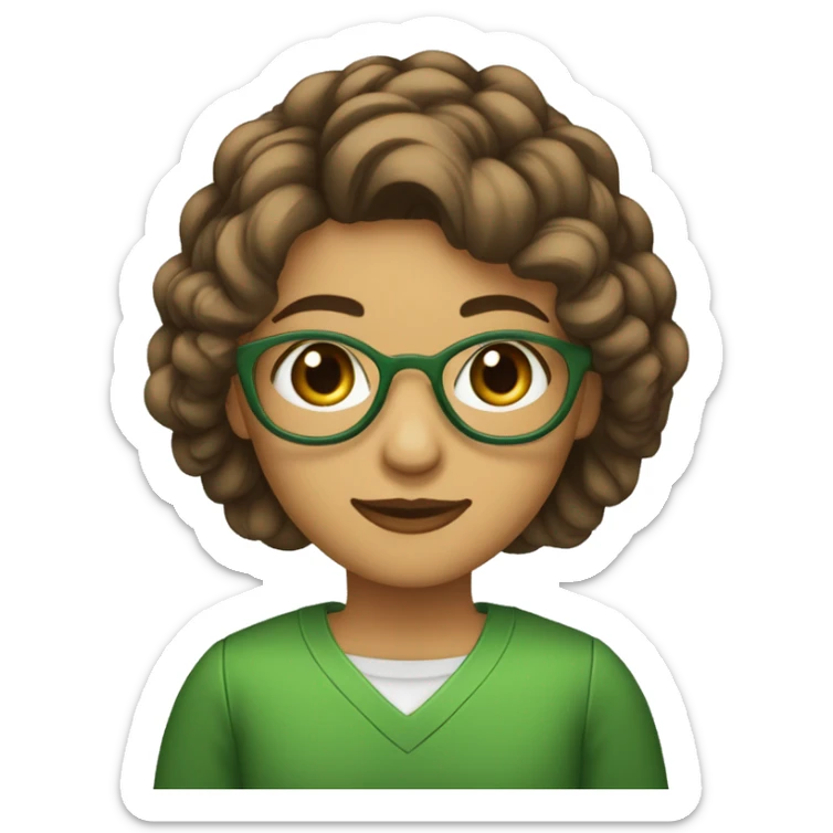 Mulher cabelo assimetrico castanho claro curto de um lado olhos verdes na academia  sticker