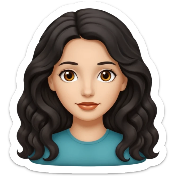 White family , Beautiful mom ,black black  hair,wavy hair,long hair,brown eyes,hispanic sticker
