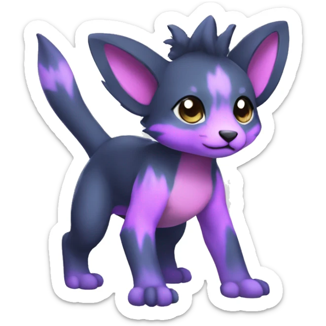 Cute cool black blue purple pink animal hybrid Fakemon full body sticker