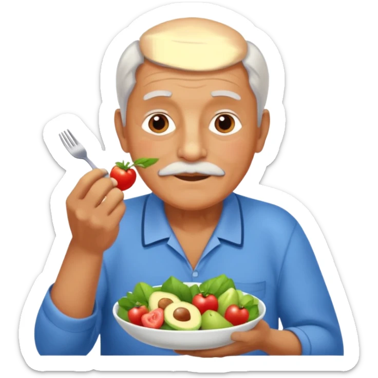 una imagen de un abuelo de 63 años con una enfermedad cardiovascular pero puedes poner donde creas adecuado ya sea al rededor o donde se vea vbien habitos saludables como buena alimentacion signos vitales.. PERO QUE NO SEA UN MEDICO SINO UNA  O SEA UN ABUELO DE 63 AÑOS NORMAL SIN BATA MEDICA sticker