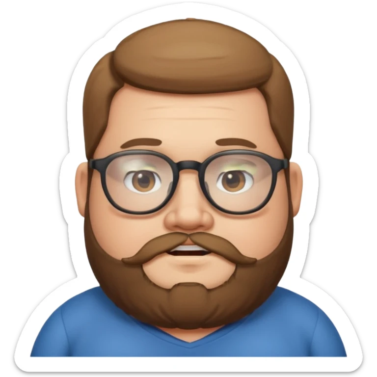 I want an emoji of a chubby person with glasses and a beard sticker