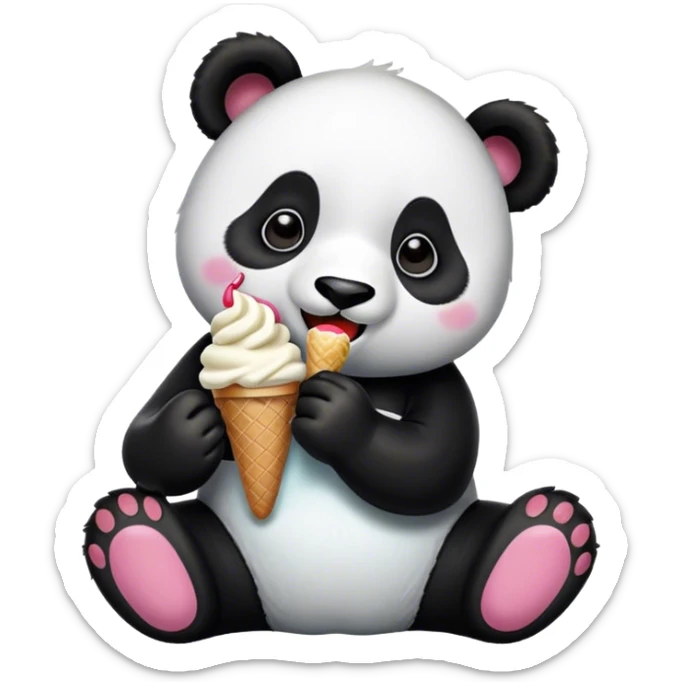 Panda eating ice cream sticker