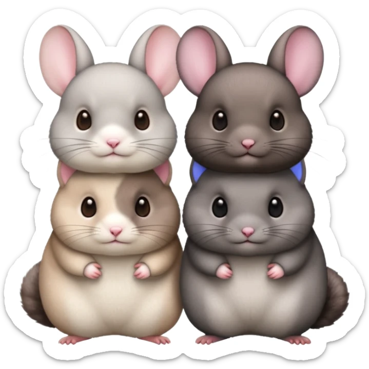 white and pink chinchilla, brown velvet, black chinchilla, show all 3 in the photo sticker