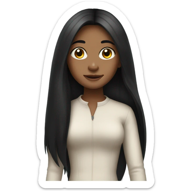 girl with long black hair sticker