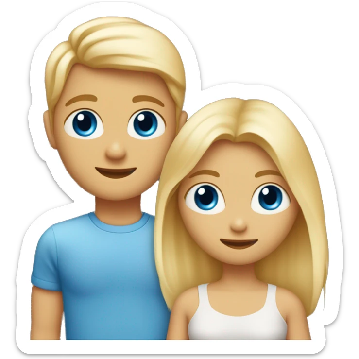 een meisje en jongen die verliefd zijn allebei blond haar en blauwe ogen en meisje heeft sproetjes sticker
