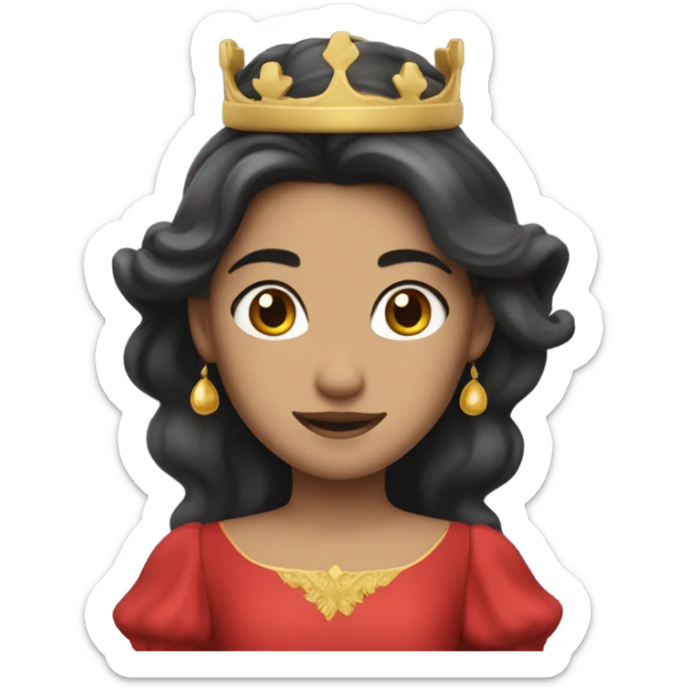 Princess- Fair skin- Long dark hair- crown- red dress  sticker