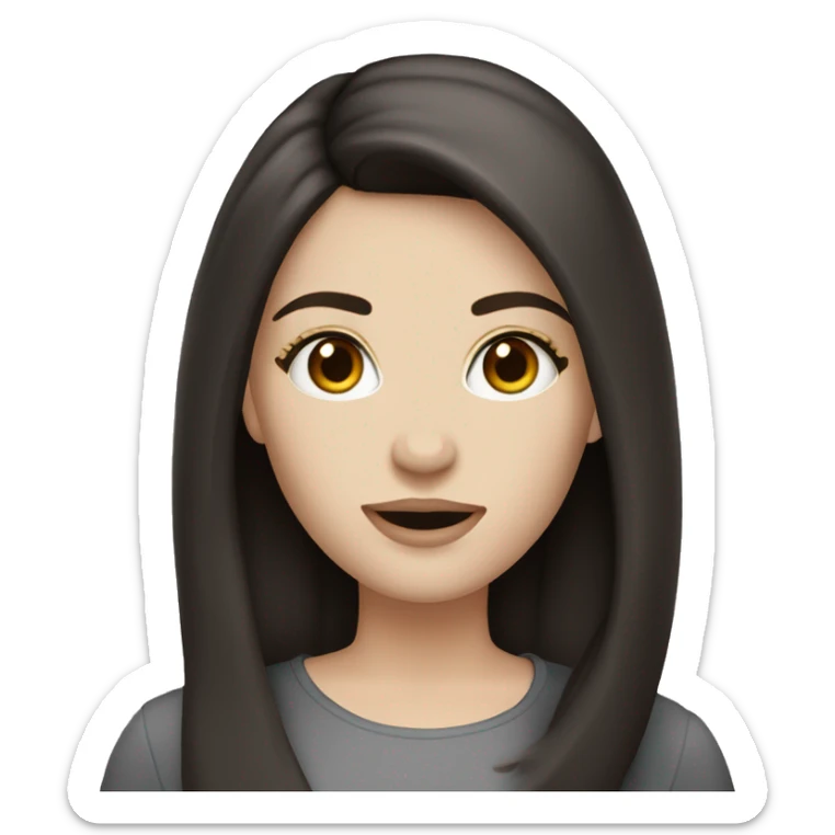 Generate emojis of an IT girl with dark hair and pale skin. With brown eyes sticker