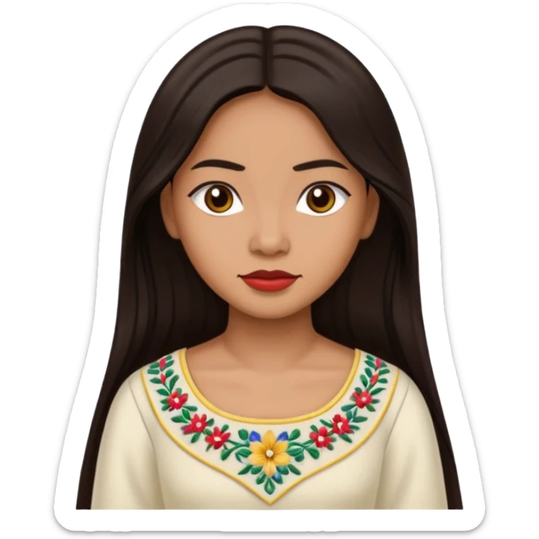 Filipino woman with long dark hair parted in the middle wearing a traditional filipiniana sticker