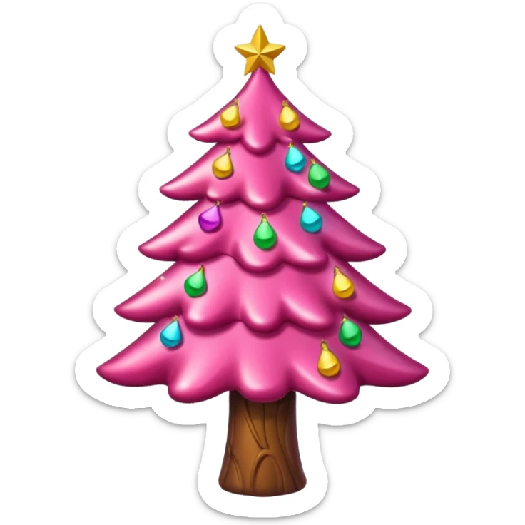Crea un arbol de navidad en color rosa que parezca de caramelo Agrega luces navideñas sticker