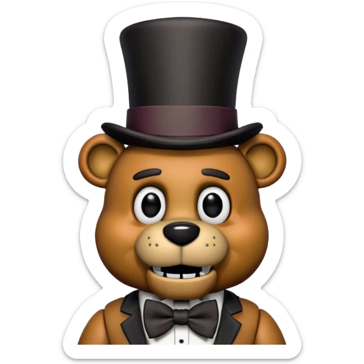 Freddy Fazbear from Five Nights at Freddy's with top hat and bow tie sticker