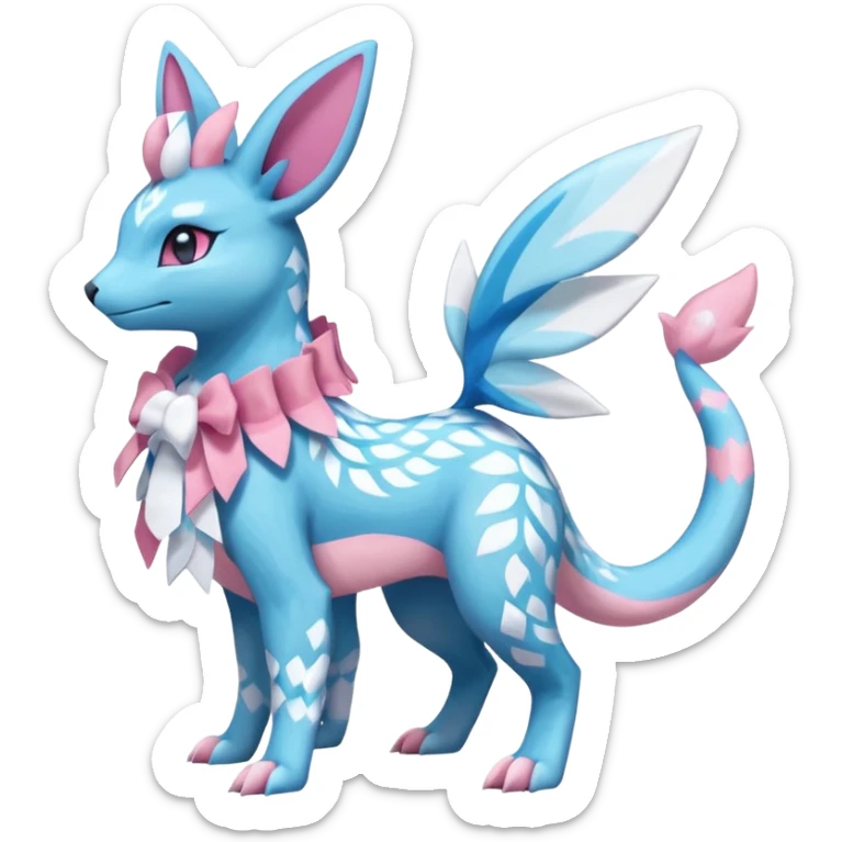 Salandit-Glaceon-Sylveon-Fakémon-hybrid-creature (full body)  sticker