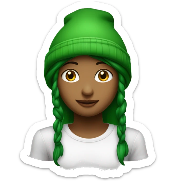 Uma criança loira de roupa verde usando um gorro verde com olhos vermelhos  sticker