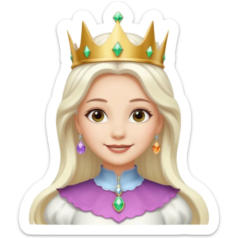 The Good Witch from The Land of Oz with long white blonde hair, white outfit and crown sticker