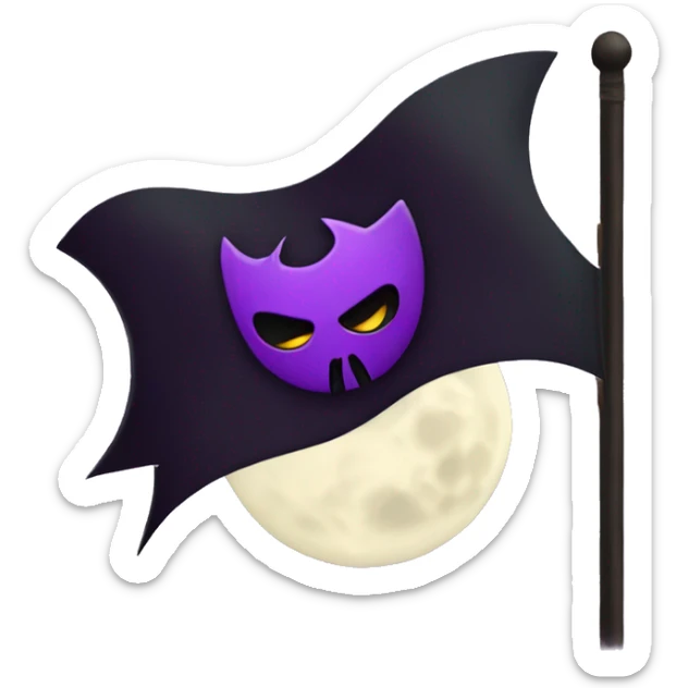 Flag with dark purple and black color and vampire theme with fully moon and bat element  sticker