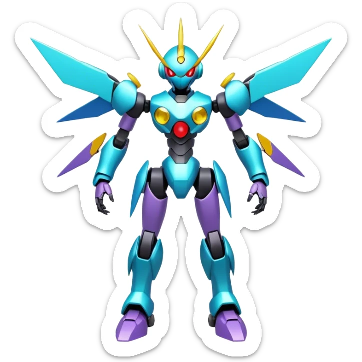 Shiny Futuristic Cool Edgy Fakemon-Pokemon-Digimon-Spectrobes-Medabot-fusion, full body sticker