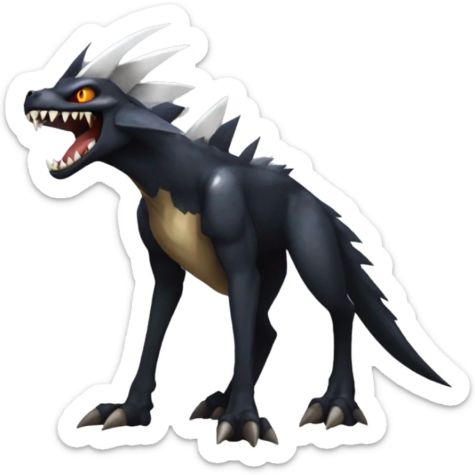 Black Cool Edgy Nargacuga-Garchomp-Houndoom-Sergal Fakémon with Edgy markings,  full body sticker