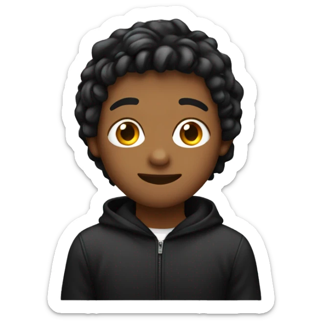a 22 year boy with black hoodie and mid curtain hair style  sticker