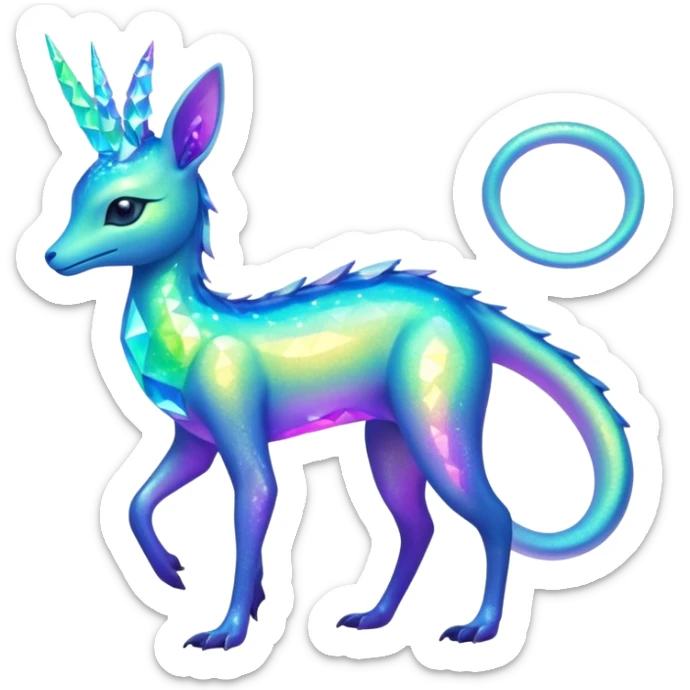 Shiny Exotic Colorful Neon-colored Ethereal Sparkly Amaura-Aurorus-Fakémon-hybrid-creature (full body)  sticker