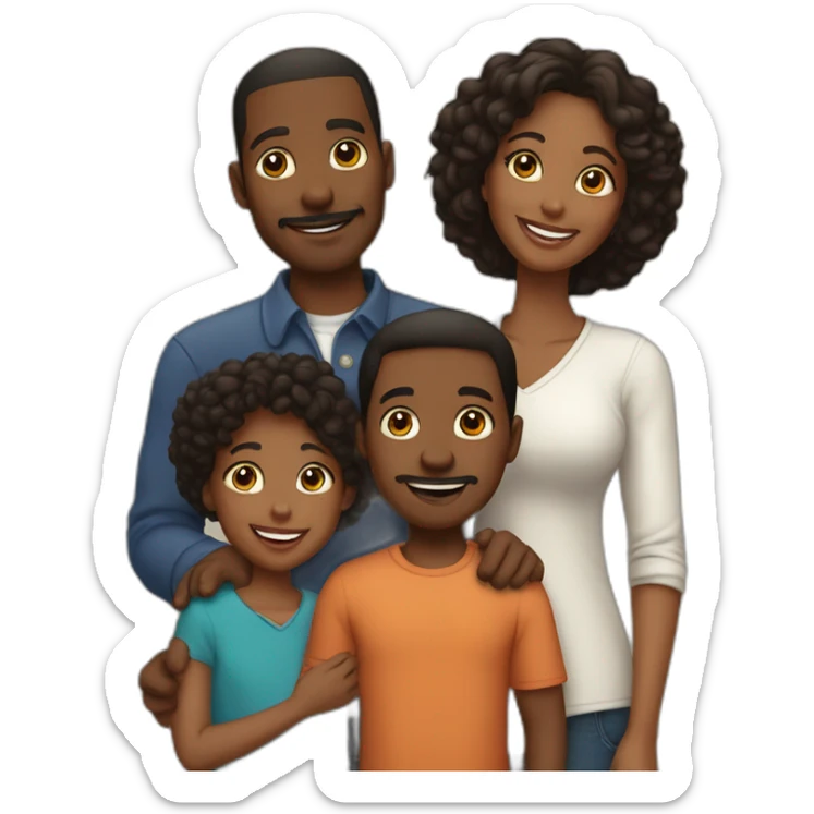 a loving black family of 5 with 1 son, 1 daughter, and 1 young son sticker