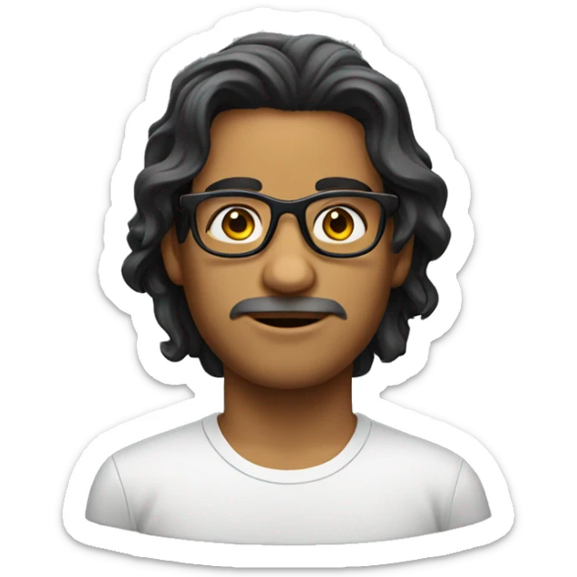 venezuela male with wavy mid lenght hair and glasses sticker