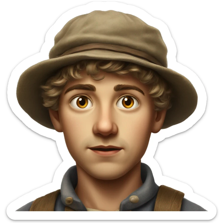 young peasant men during the 1917 revolution in Russia photorealistic serious sticker